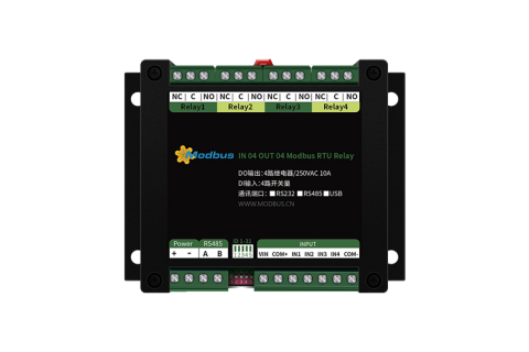 4入4出Modbus RTU继电器模块说明书