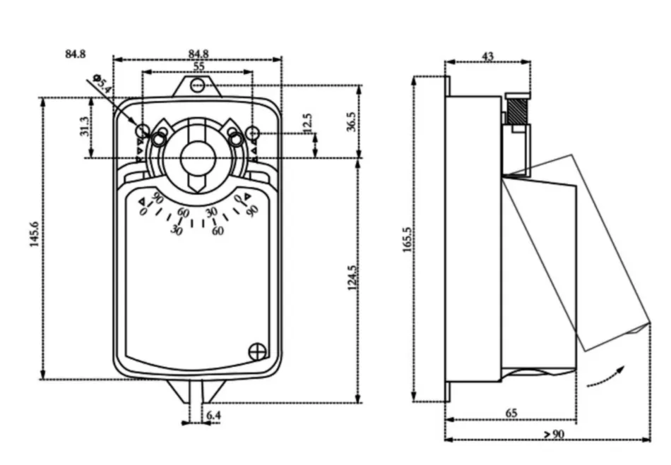 RS485通讯Modbus协议电动风阀执行器0-10V,4~20ma插图4