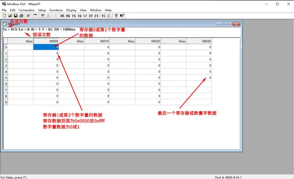 Modbus Poll调试助手使用方法(中文注释版)插图10 Modbus Poll调试助手使用方法(中文注释版)插图10